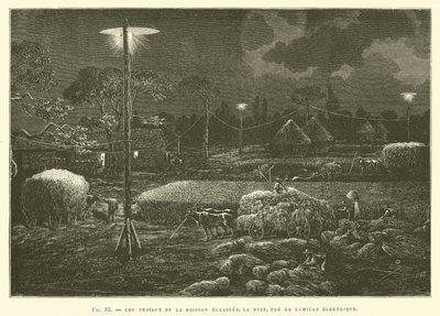 Geceleri Elektrik Işığıyla Aydınlatılan Hasat İşleri by French School